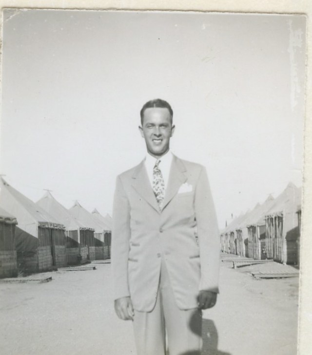 Russell at one of WWII training camps before deployment to Africa and Europe